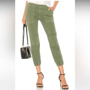 Nili Lotan French Military Pant Camo Green Relaxed Fit Utility Cropped SZ 4